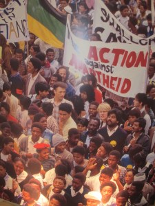 Apartheid march poster inside Cathedral