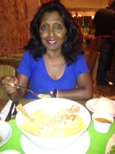 Enjoying fish sancocho